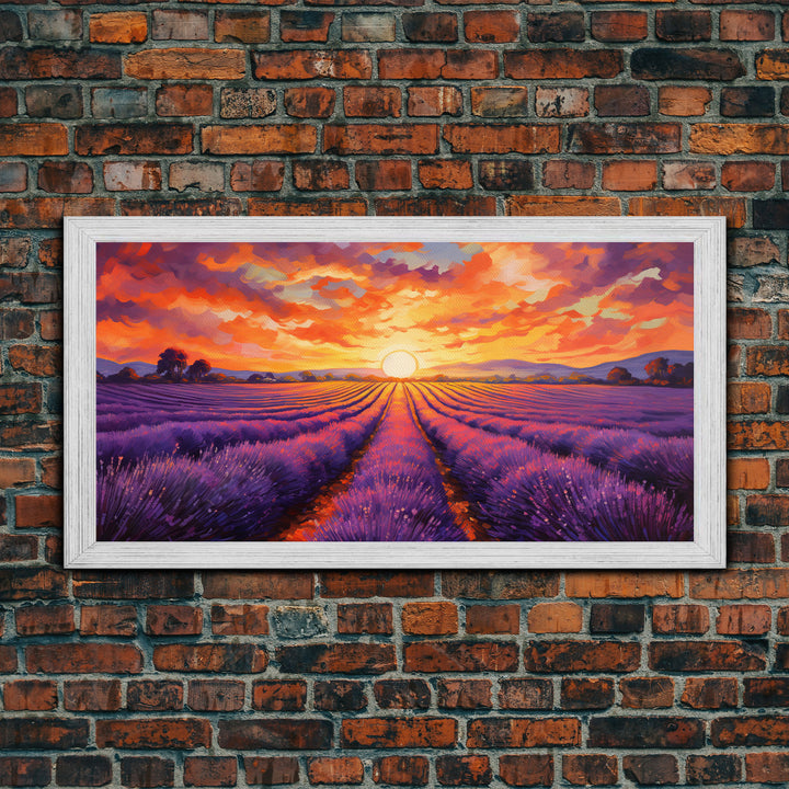 Lavender Fields, Framed Canvas Print, Purple Art, Southwestern Decor, Farmhouse Art, Centerpiece Art, Digital Wall Art, Landacape Painting
