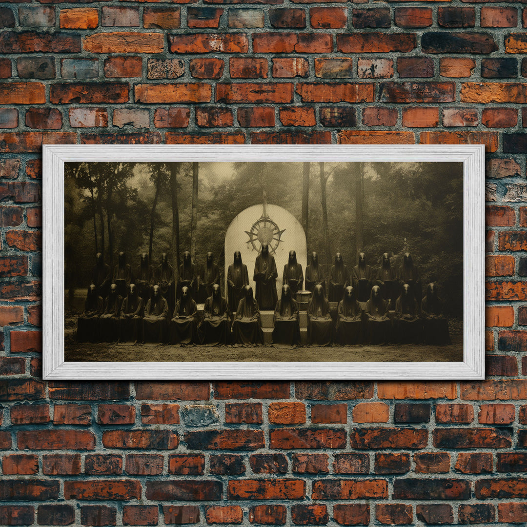 The Forest Witch Coven, Green Witches, Witch Art, Creepy Halloween Decor, Framed Canvas Print, Vintage Tintype Photo Art, Halloween Print