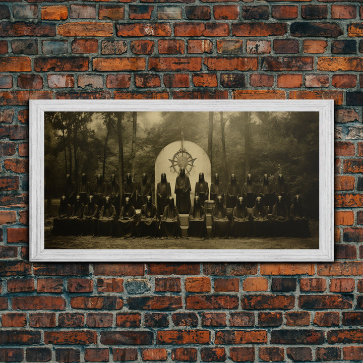 The Forest Witch Coven, Green Witches, Witch Art, Creepy Halloween Decor, Framed Canvas Print, Vintage Tintype Photo Art, Halloween Print