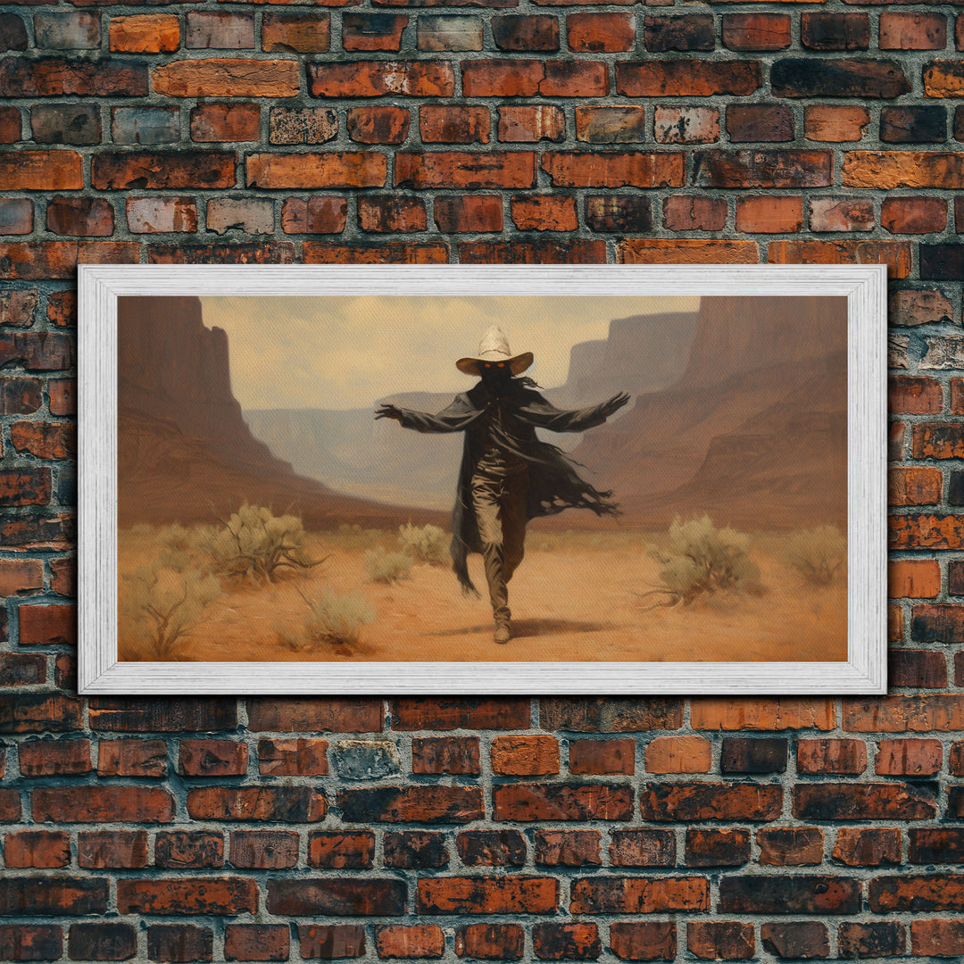 The Fabulous Ghost Cowboy Art, Framed Canvas Print, Halloween art, spooky decor, cowboy art, western decor,  ghost art