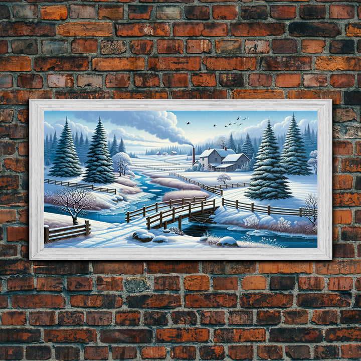 Scenic Winter Wonderland Framed Canvas Print | Winter Decor | Winter Centerpiece Above Mantle Or Sofa | Christmas Decor