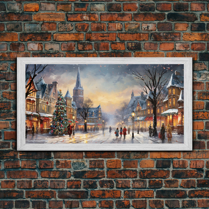 Retro Christmas Winter Wonderland Framed Canvas Print - Christmas Decoration - Christmas Art - Christmas Living Room Decor