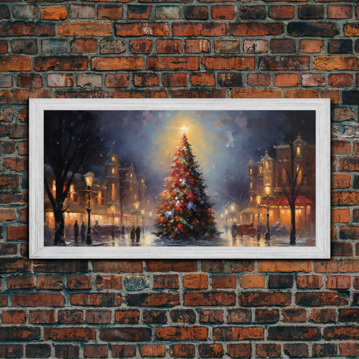 Retro Christmas Village Framed Christmas Wall Art - Framed Christmas Art - Canvas Art - Winter Decor - Winter Wonderland Centerpiece
