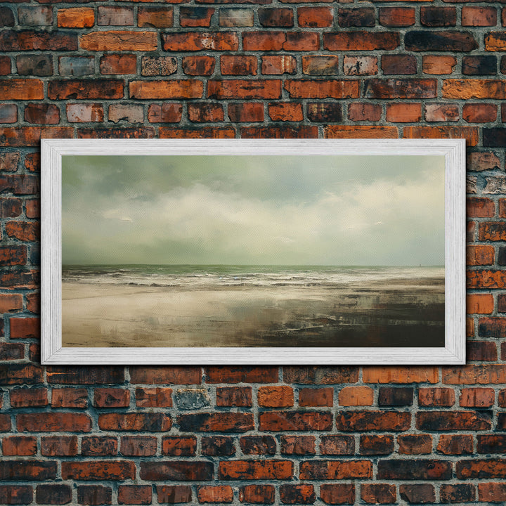 Landscape Oil Painting Canvas Print Wall Art, Nature Framed Large Gallery Art, Minimalist Art, Ready To Hang, Moody and Drab Art