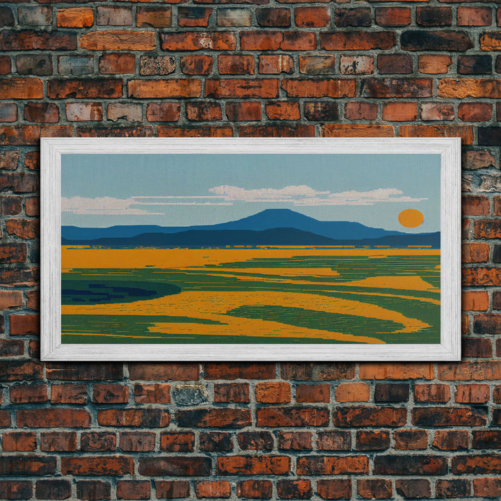 Pixel Art, Beautiful Landscape Made Of Pixels, Ready To Hang Canvas Print, Framed Wall Art