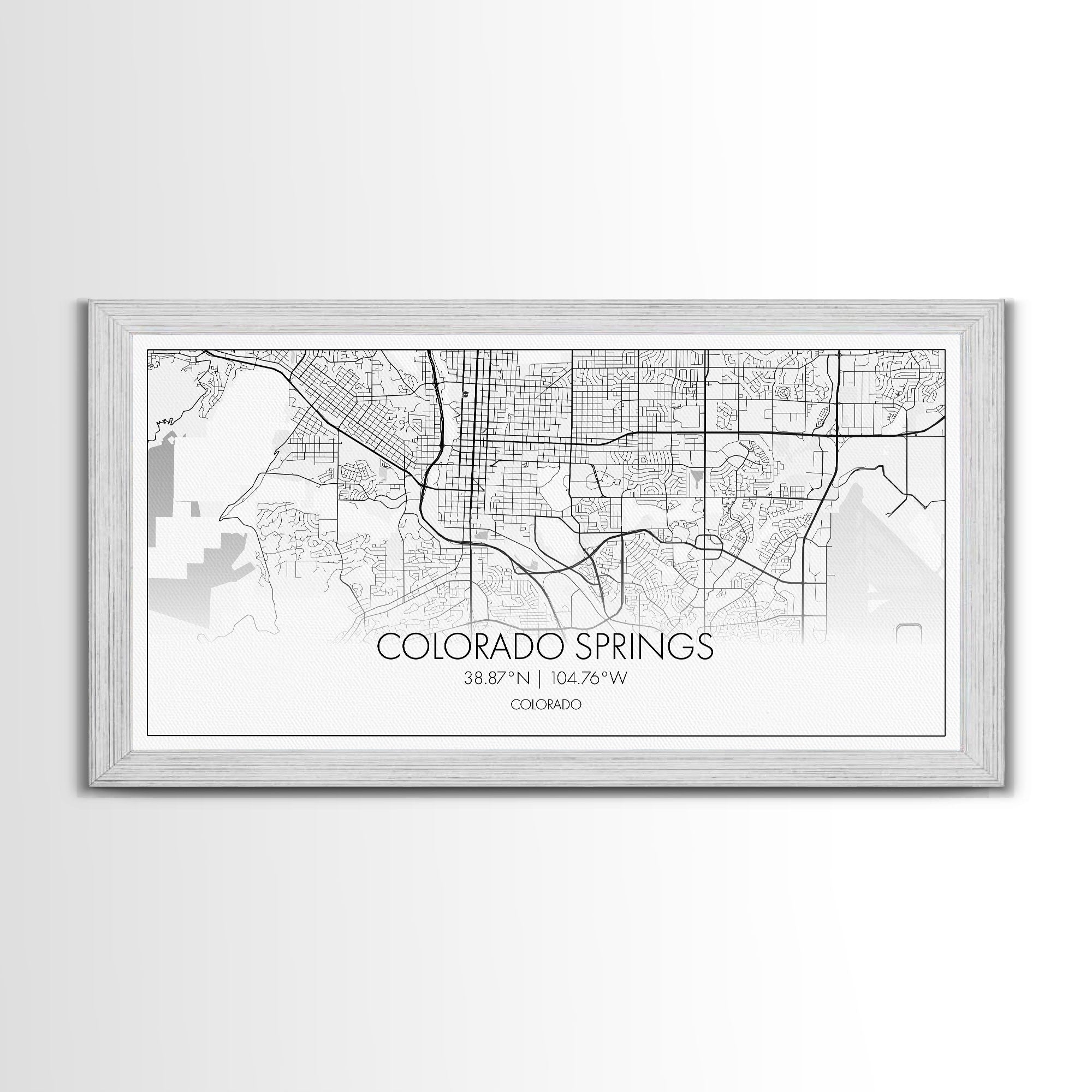 Colorado Springs Street Map, Colorado Map, Map Print, Modern Art, Wall Art, Canvas Art, Grandma Gifts, Classroom Wall Art, Dorm Wall Décor