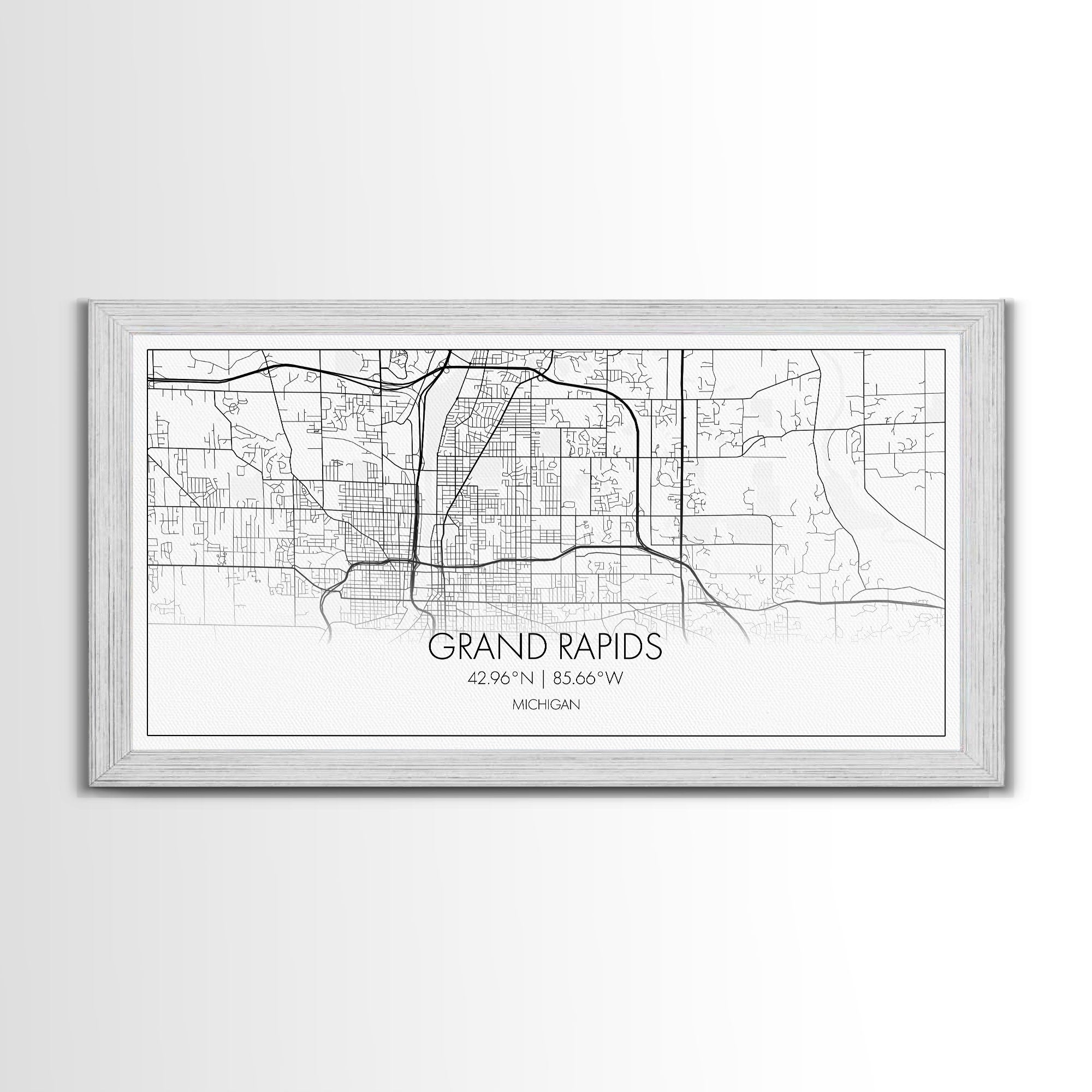 Grand Rapids City Map, Michigan Map, Map Art, Minimalist Art, Wall Art, Canvas Art, Graduation Gift, Modern Farmhouse Wall Art, Office Art