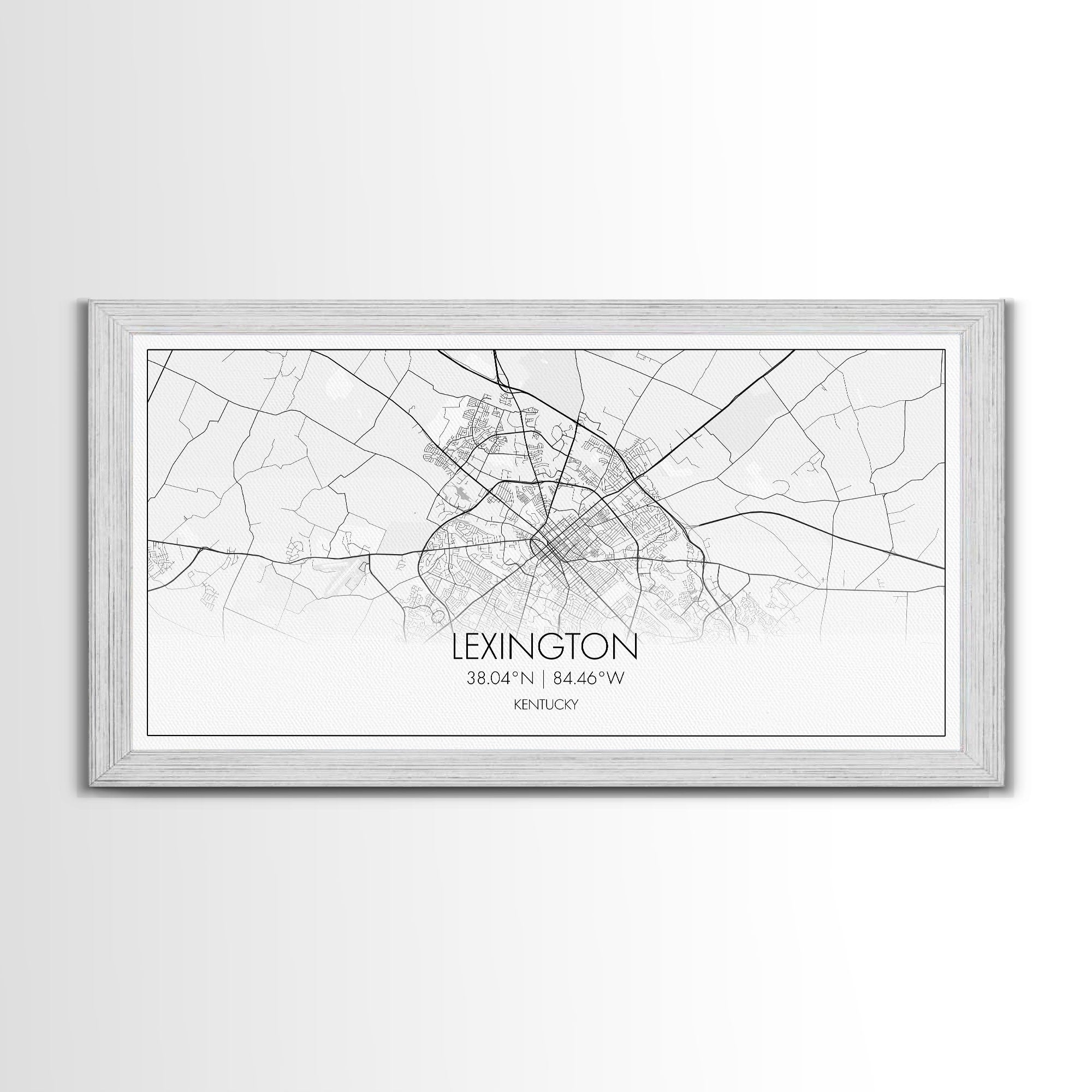 Lexington City Map, Kentucky Map, Map Art, Modern Art, Wall Art, Canvas Art, Farmhouse Wall Décor, Gift For Women, Living Room Wall Art