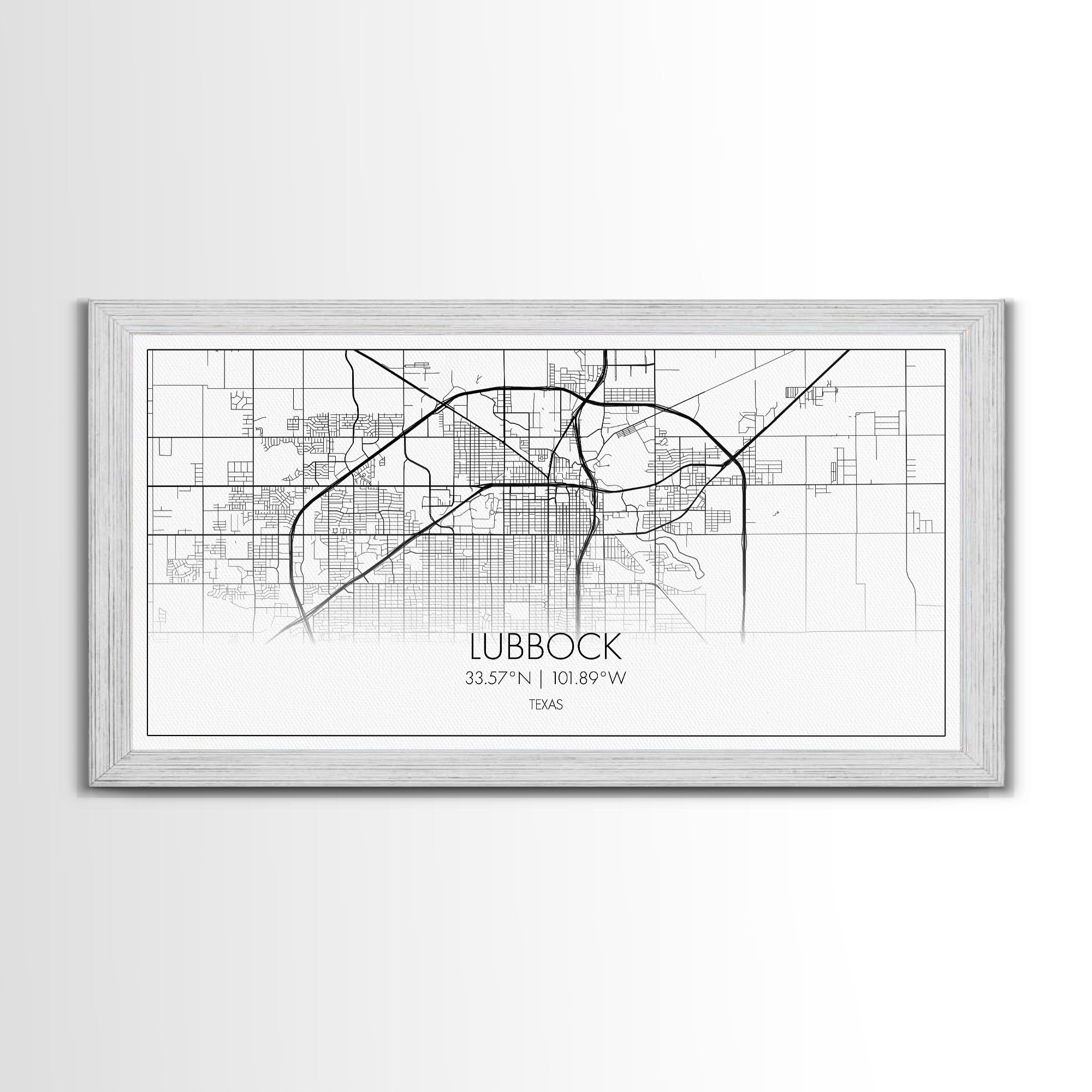 Lubbock City Map, Texas Map, Map Art, Modern Art, Wall Art, Canvas Art, Gift For Women, Living Room Wall Art, Wall Hanging, Texas Wall Art