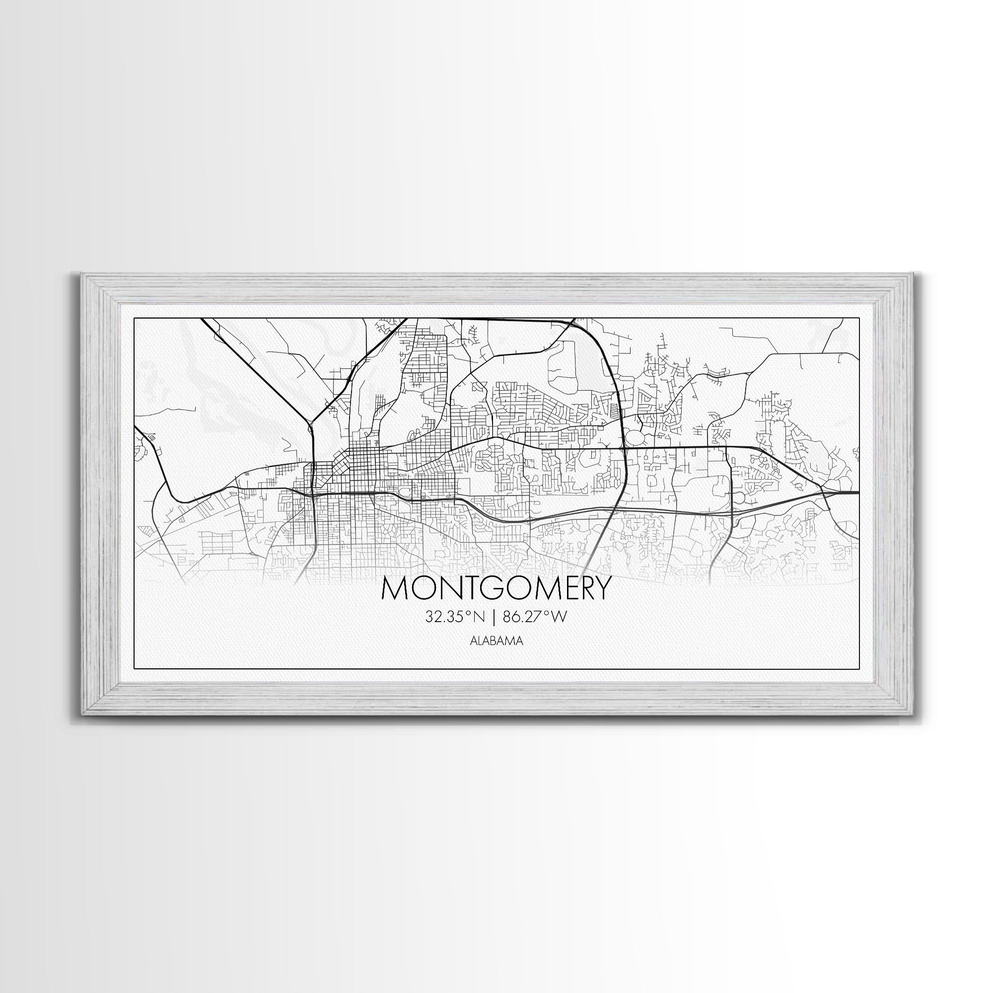 Montgomery City Map, Alabama Map, Map Art, Minimalist Wall Art, Wall Art, Canvas Art, Farmhouse Wall Art, Girlfriend Gift, Teen Room, Office