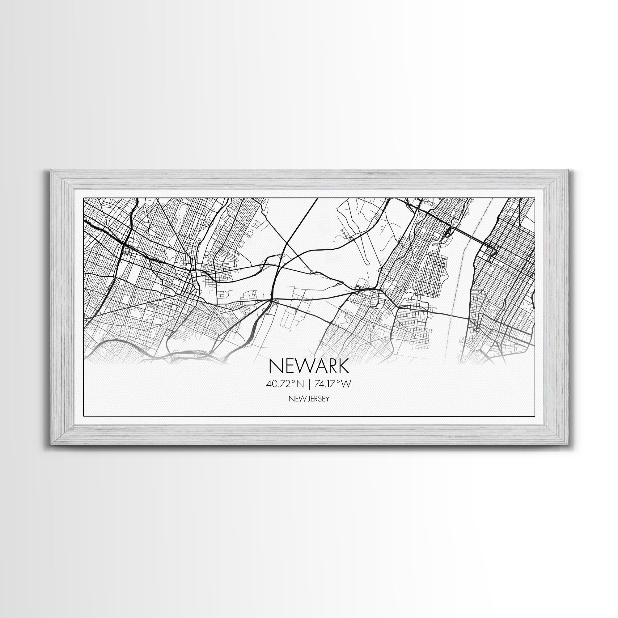 Newark City Map, New Jersey Art, Map Print, Minimalist Wall Art, Wall Art, Canvas Art, Travel Wall Art, Friend Gift, Teen Birthday Gift