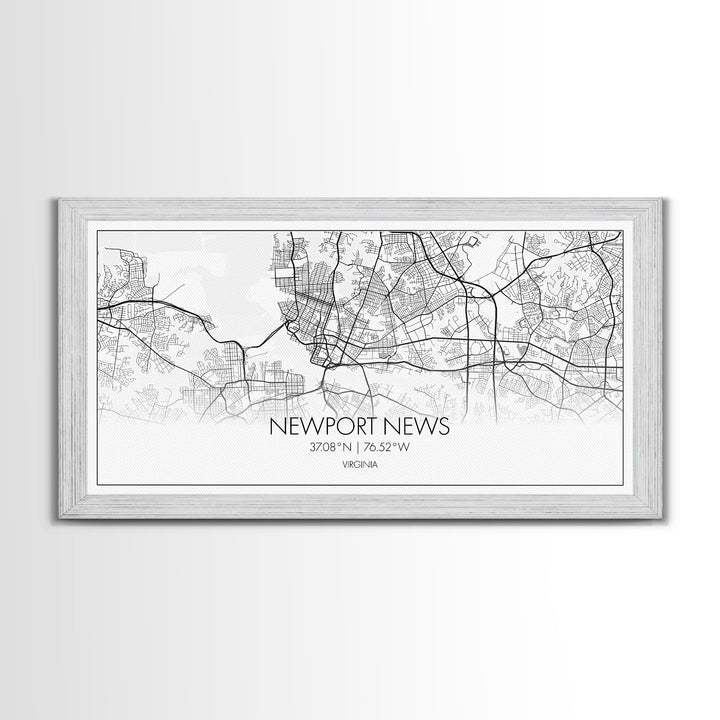 Newport News City Map, Virginia Art, Map Print, Minimalist Wall Art, Wall Art, Canvas Art, Panoramic Wall Art, Friend Gift, Office Wall Art