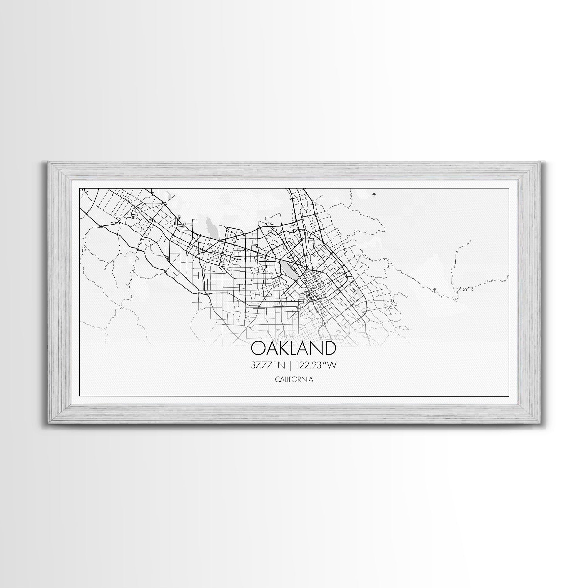 Oakland City Map, California Art, Map Print, Minimalist Wall Art, Wall Art, Canvas Art, Teen Room Art, Dorm Room Art, Graduation Gift