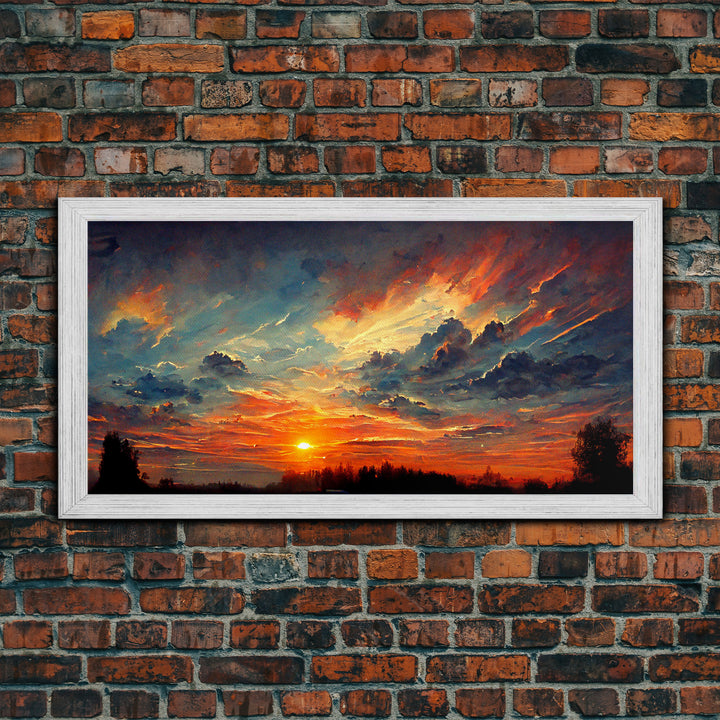 Mountain Sunset Oil Painting On Canvas, Canvas Print, Ready to hang gallery wrapped nature canvas print