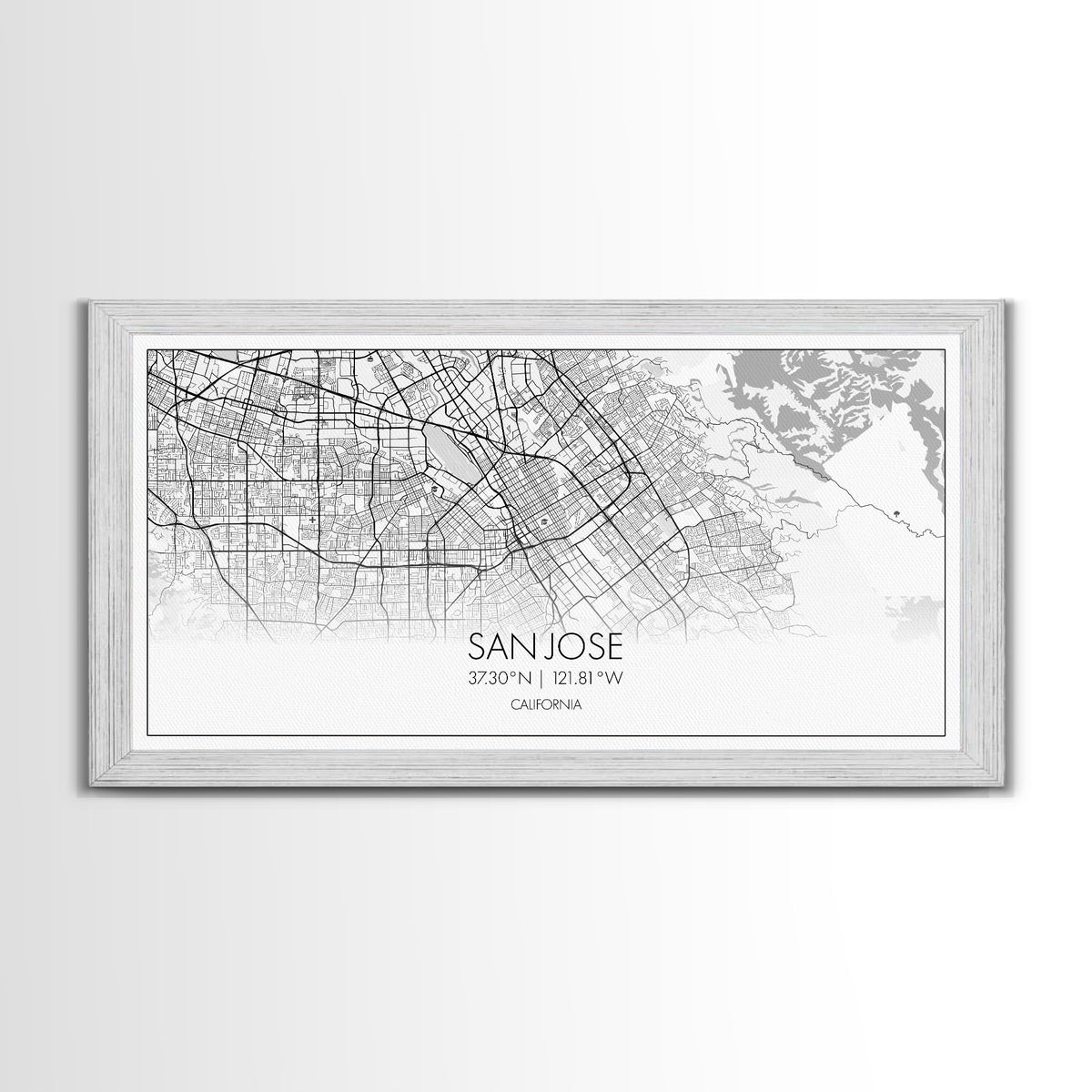 San Jose City Map, California Art, Map Print, Modern Wall Art, Wall Art, Canvas Art, Modern Office Art, Above Bed Décor, Prints Wall Art
