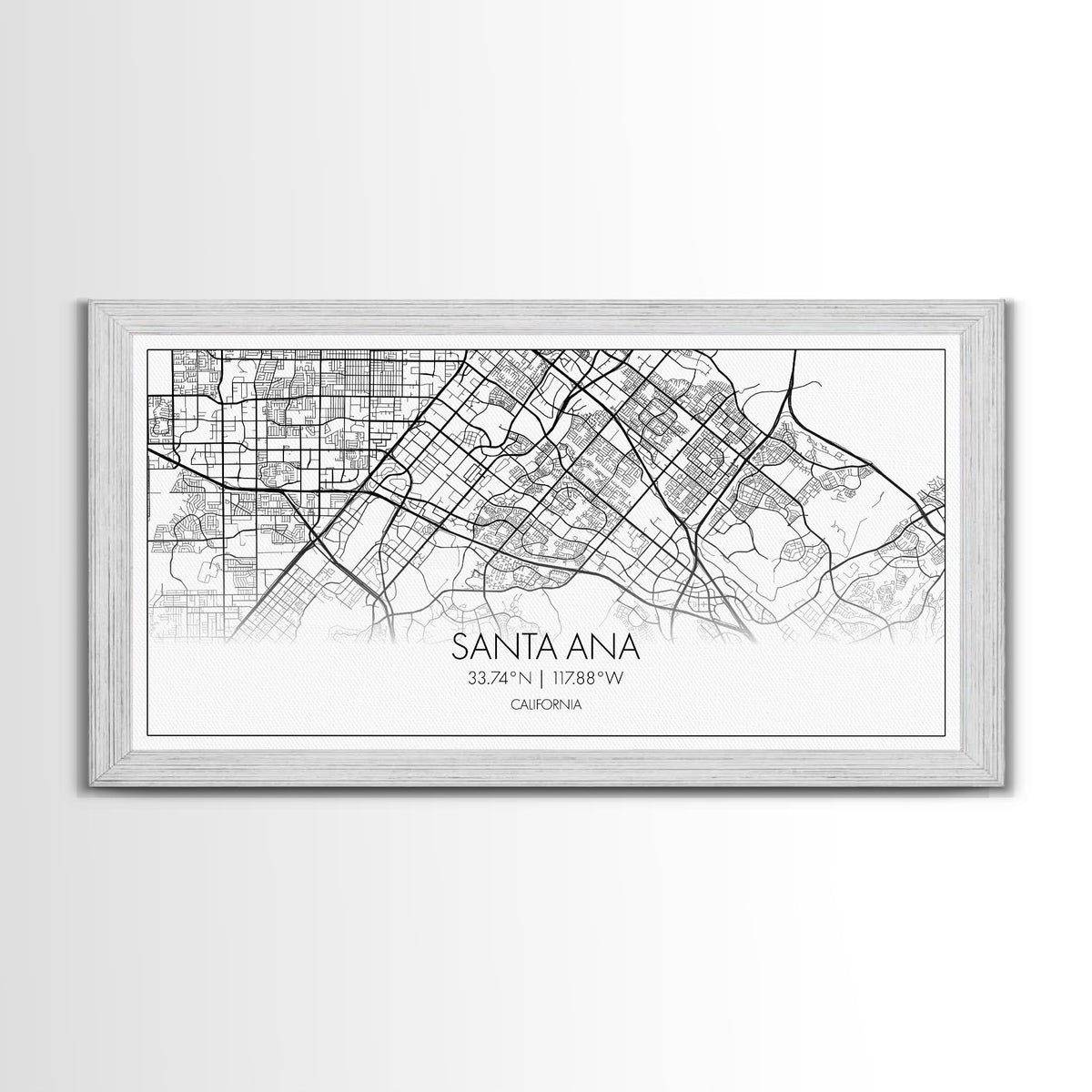 Santa Ana City Map, California Art, Map Print, Modern Wall Art, Wall Art, Canvas Art, House Wall Art, Over Bed Wall Décor, Gift For The Home