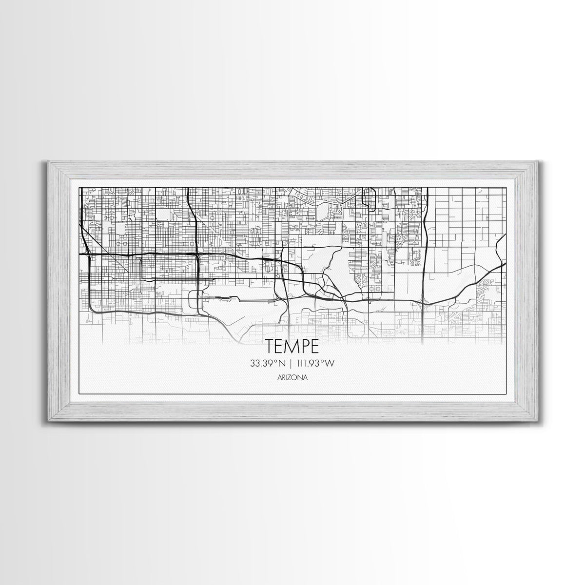 Tempe City Map, Arizona Art, Map Print, Modern Wall Art, Wall Art, Canvas Art, Entryway Prints, Retirement Gifts, Panoramic Art, Room Décor