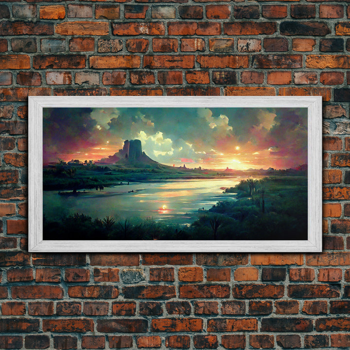 Vaporwave Sunset Canvas Print, beautiful landscape art, living room wall art