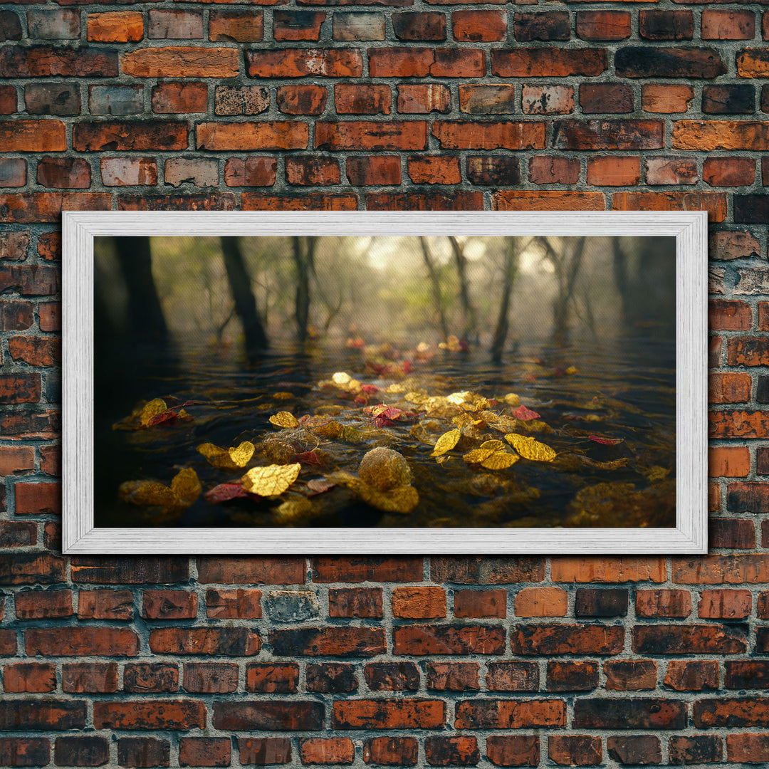 Wet Leaves Stream Forest Woods Fall Autumn Fine Art Print, Wall Art Print, Wall Décor, Wall Poster
