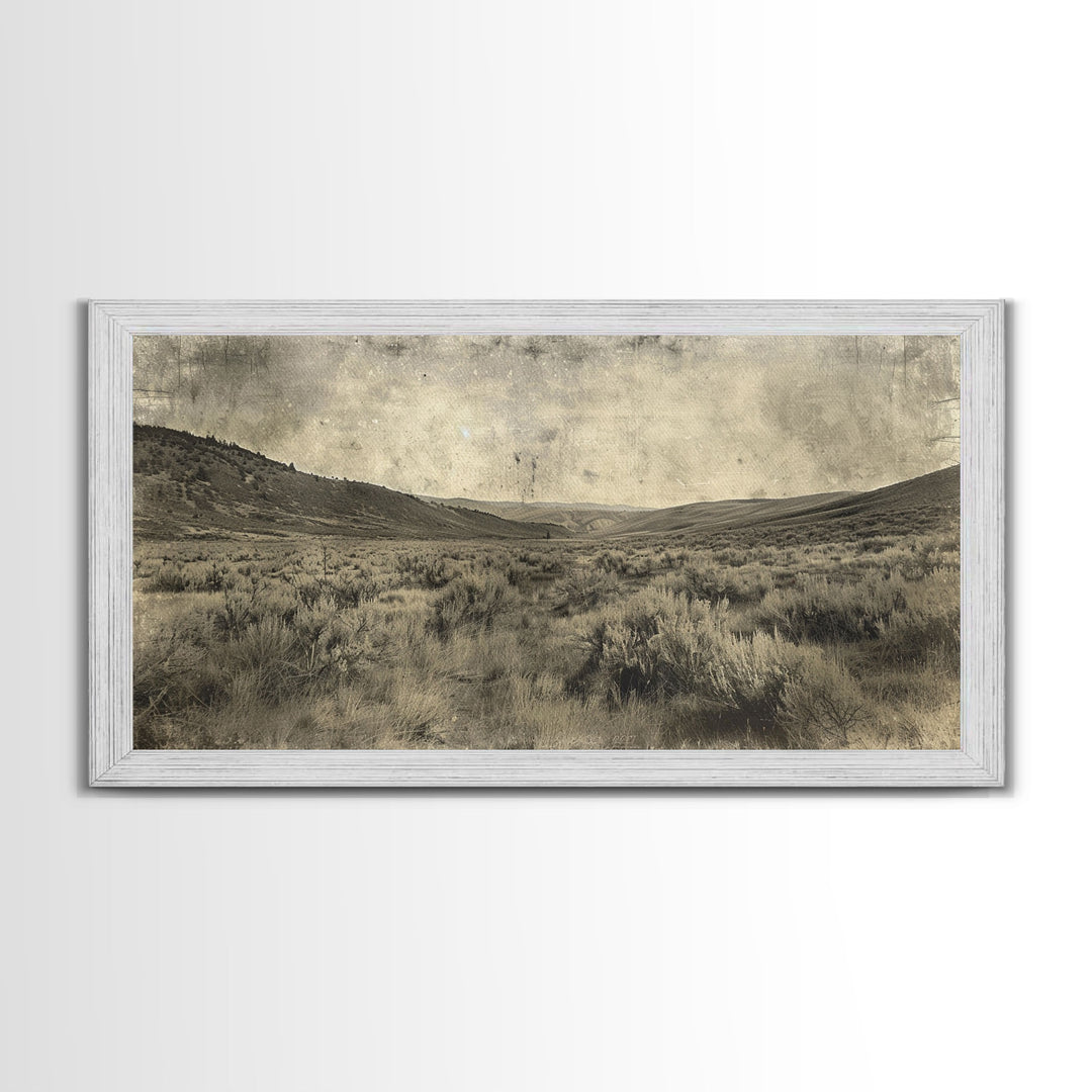 Expansive Desert Landscape with Rolling Hills Framed Canvas Print for Farmhouse Bedroom Wall Art Rustic Home Decoration, Scenic Nature Scene