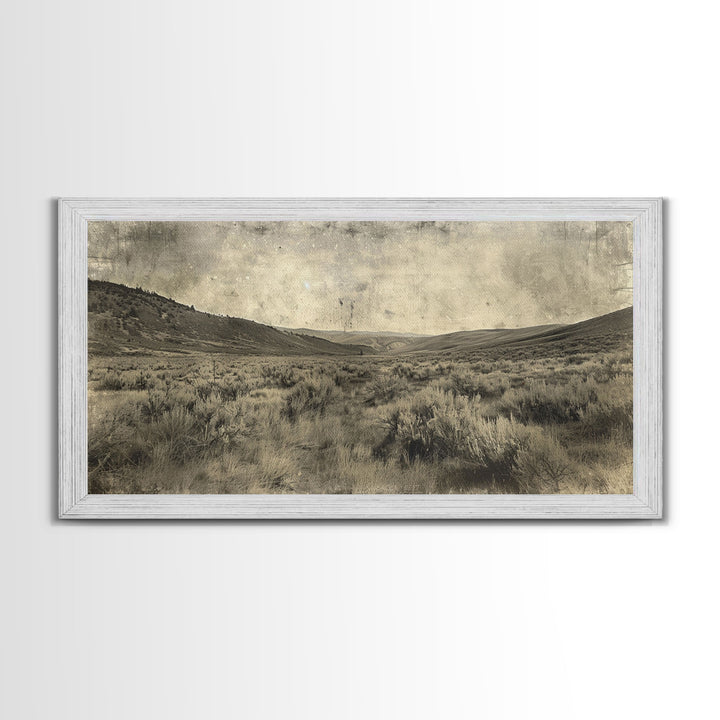 Expansive Desert Landscape with Rolling Hills Framed Canvas Print for Farmhouse Bedroom Wall Art Rustic Home Decoration, Scenic Nature Scene