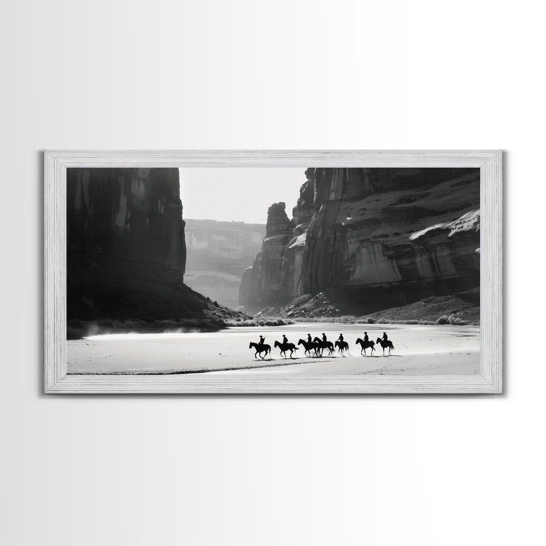 Horse Riders in Monument Valley, Stunning Framed Canvas Print for Living Room Wall Art, Bedroom Decor, Home Decor