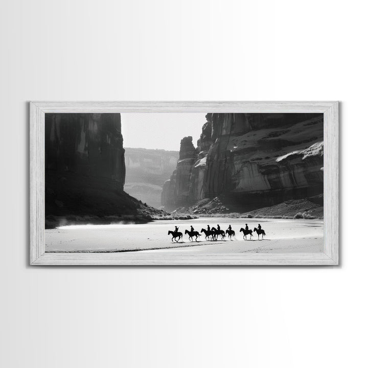 Horse Riders in Monument Valley, Stunning Framed Canvas Print for Living Room Wall Art, Bedroom Decor, Home Decor