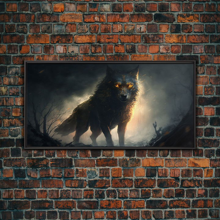 The Great Wolf Fenrir, Framed Canvas Print, Norse Mythology, Fantasy Art