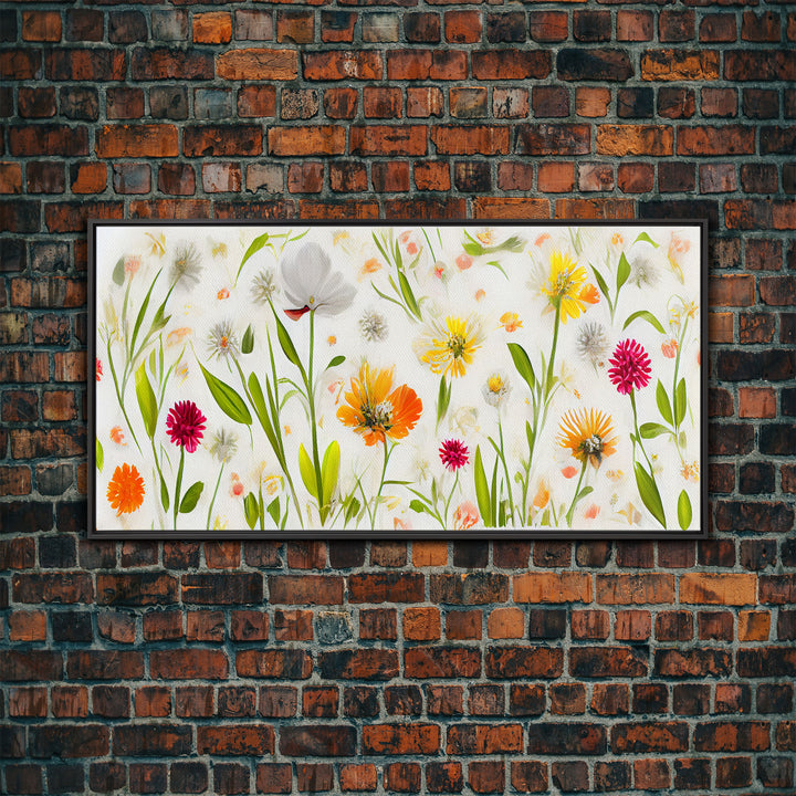Botanical wall art, spring flowers, canvas print, dorm art for girls