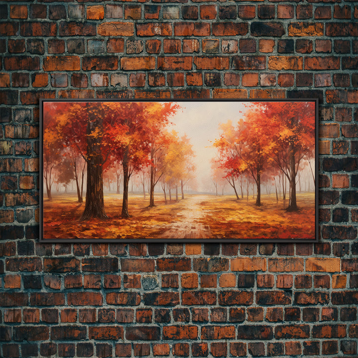 Fall Decor, Beautiful Forest In Early Autumn, Landscape Framed Canvas Print Painting, Wall Art, Wall Decor, Autumn Decor, Farmhouse Decor
