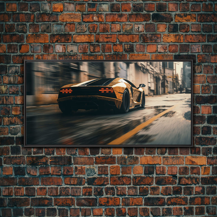 Cool Supercar Art, Framed Canvas Print, Cyberpunk Sportscar Painting, Futuristic Supercar Painting, Man Cave Decor, Gift For Him, Car Guy
