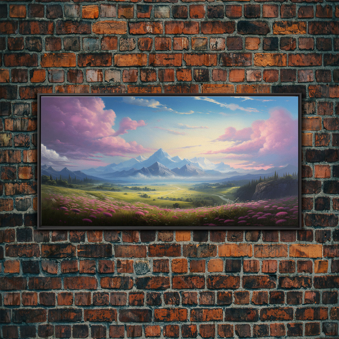 Beautiful Mountain Painting Canvas Print, Landscape Oil Painting, Minimalist Modern Art, Canvas Painting, Framed Mountain Art Print