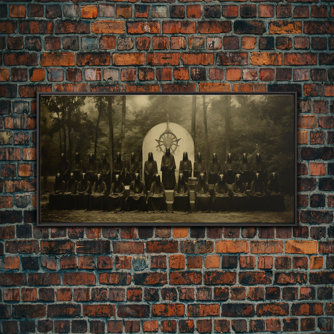 The Forest Witch Coven, Green Witches, Witch Art, Creepy Halloween Decor, Framed Canvas Print, Vintage Tintype Photo Art, Halloween Print