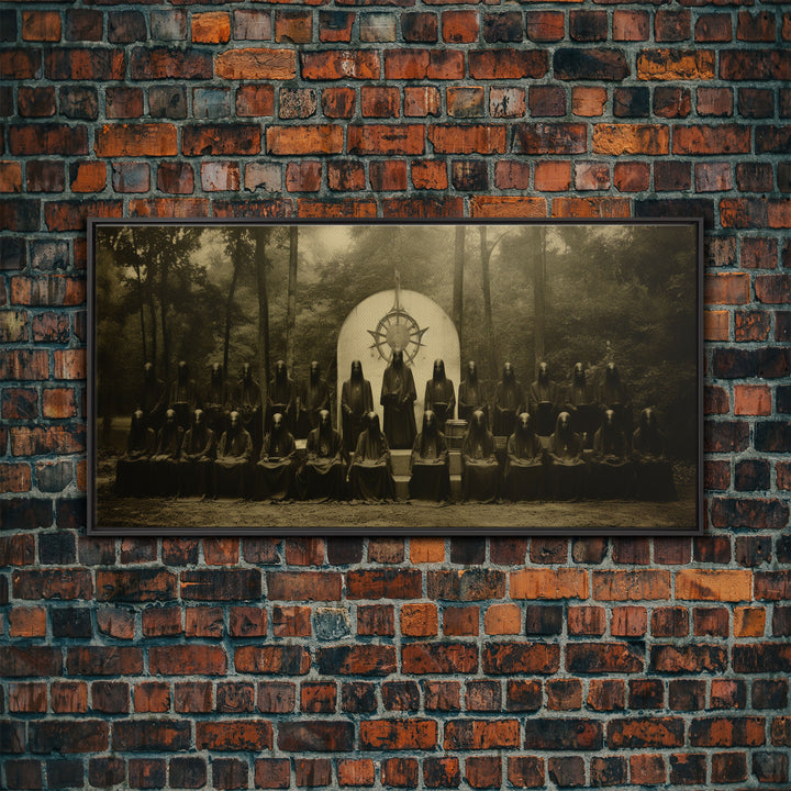 The Forest Witch Coven, Green Witches, Witch Art, Creepy Halloween Decor, Framed Canvas Print, Vintage Tintype Photo Art, Halloween Print