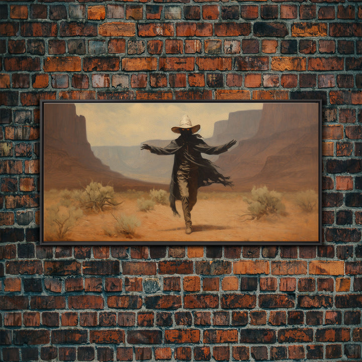 The Fabulous Ghost Cowboy Art, Framed Canvas Print, Halloween art, spooky decor, cowboy art, western decor,  ghost art