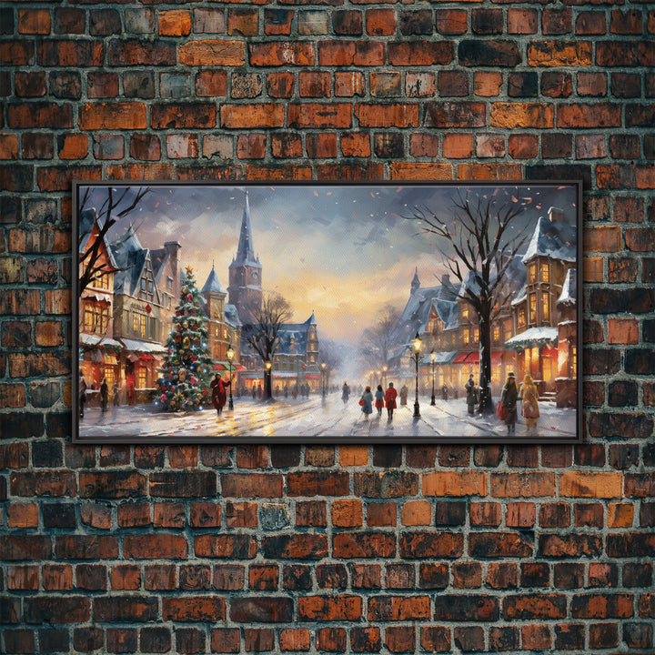 Retro Christmas Winter Wonderland Framed Canvas Print - Christmas Decoration - Christmas Art - Christmas Living Room Decor