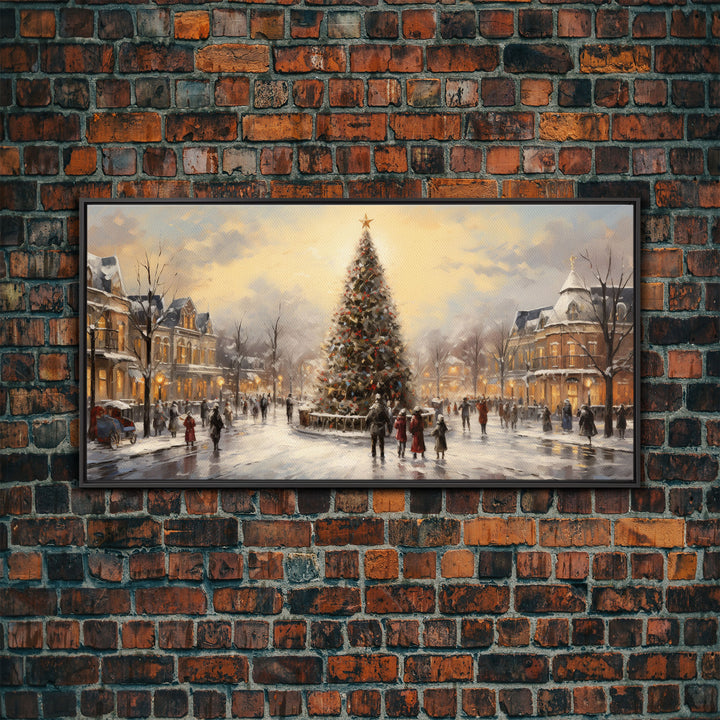 Retro Christmas Village Framed Christmas Wall Art - Framed Christmas Art - Canvas Art - St. Nicholas - Winter Wonderland Centerpiece