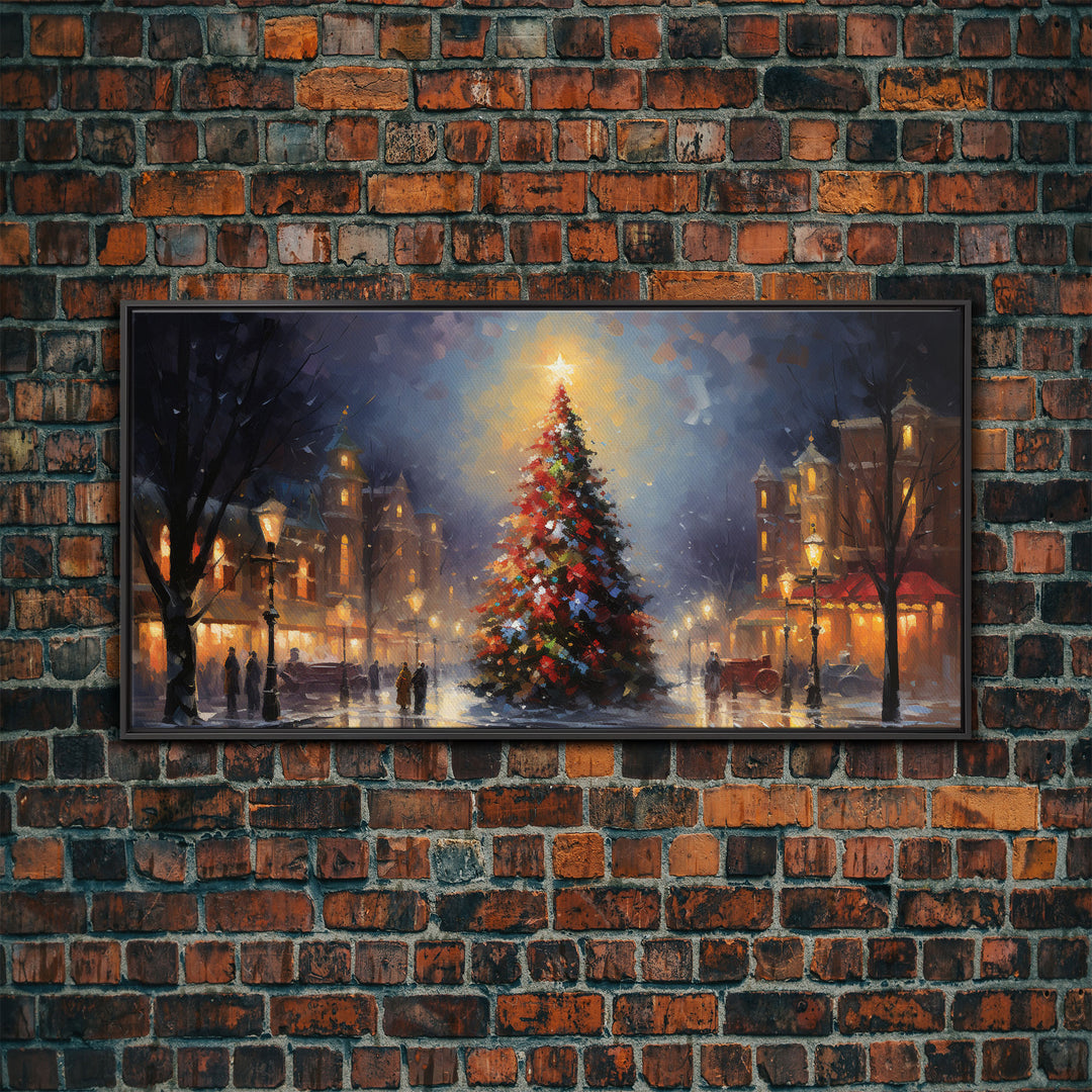 Retro Christmas Village Framed Christmas Wall Art - Framed Christmas Art - Canvas Art - Winter Decor - Winter Wonderland Centerpiece