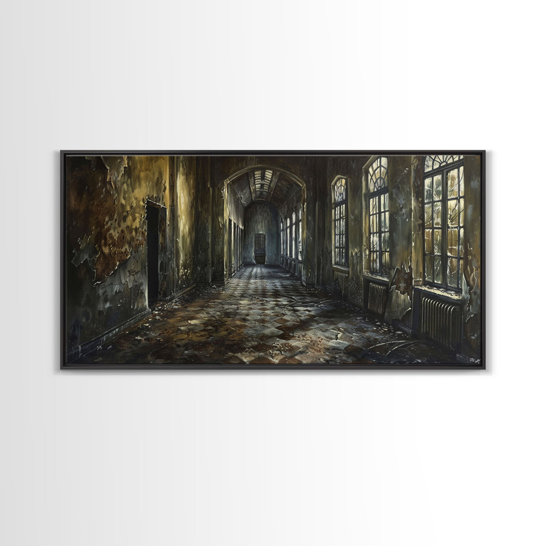 Insane Asylum Canvas Print, Wood Framed Wall Art, Creepy Dark Academia Spooky Season, Spooky Vibes, Halloween Prop Gift Idea