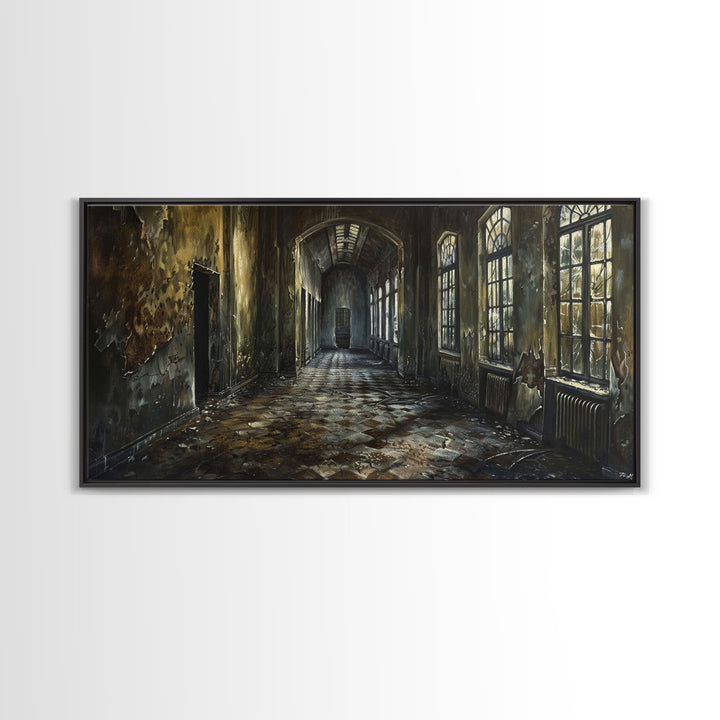 Insane Asylum Canvas Print, Wood Framed Wall Art, Creepy Dark Academia Spooky Season, Spooky Vibes, Halloween Prop Gift Idea