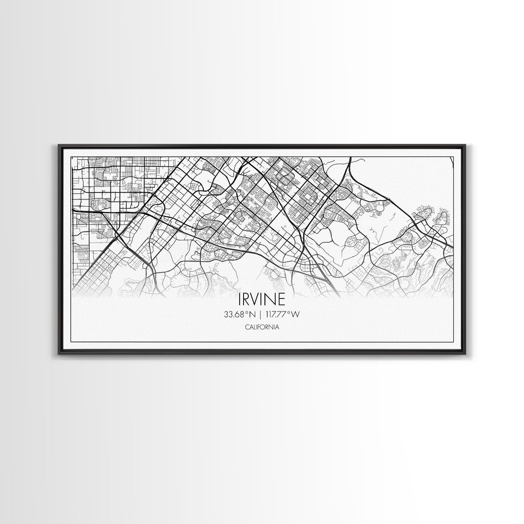 Irvine City Map, California Map, Map Art, Modern Art, Wall Art, Canvas Art, Bedroom Wall Décor, Engagement Gift, Tiny Home Décor, Home Décor