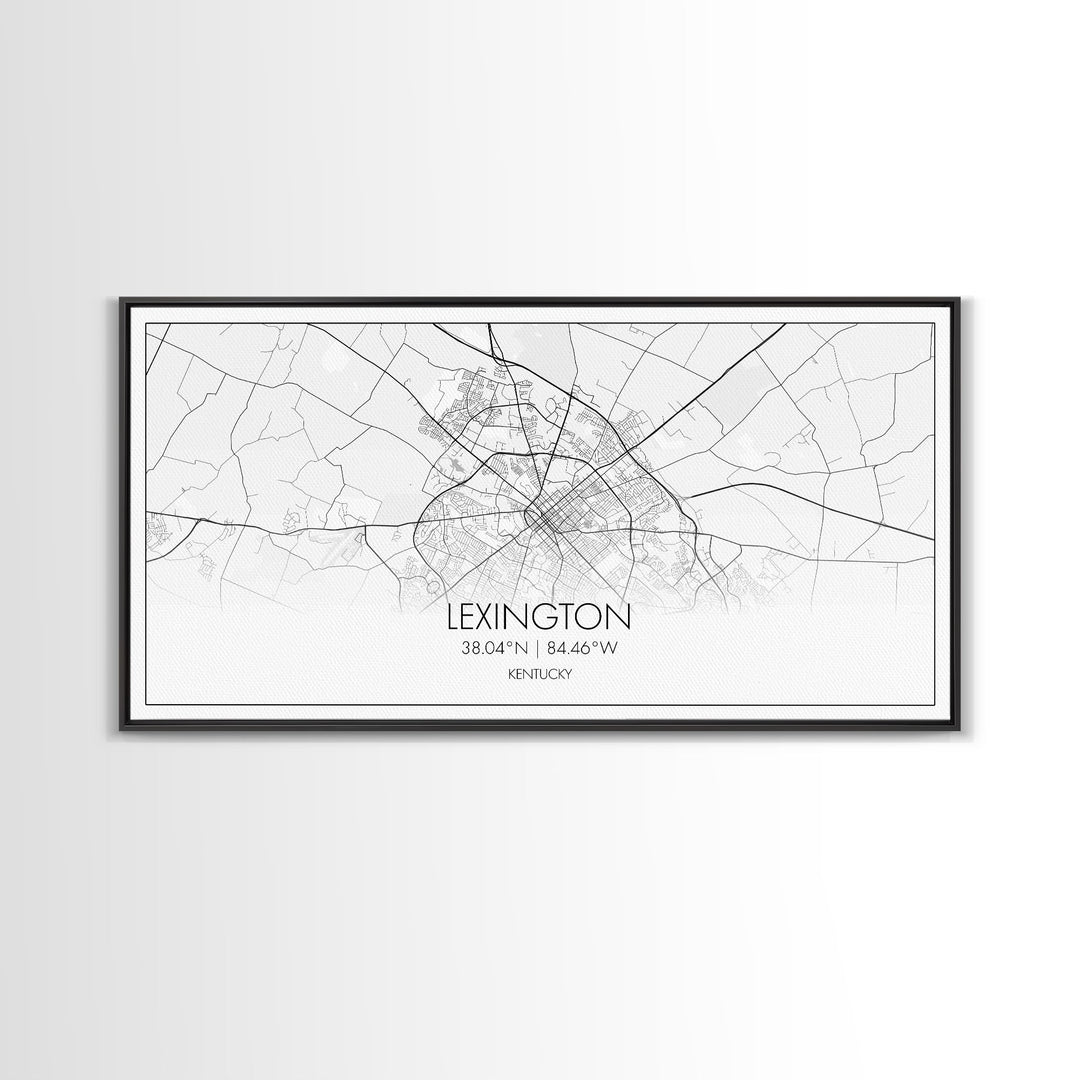 Lexington City Map, Kentucky Map, Map Art, Modern Art, Wall Art, Canvas Art, Farmhouse Wall Décor, Gift For Women, Living Room Wall Art