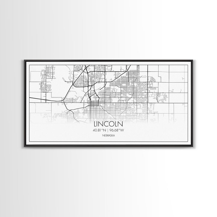 Lincoln City Map, Nebraska Map, Map Art, Modern Art, Wall Art, Canvas Art, Dorm Room Wall Art, Bar Wall Art, Gift For Mom, Teen Wall Art