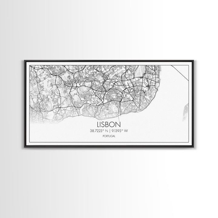 Lisbon City Map, Portugal Map, Map Art, Modern Art, Wall Art, Canvas Art, Travel Wall Décor, Apartment Wall Art, Book Lover Gift, Office Art