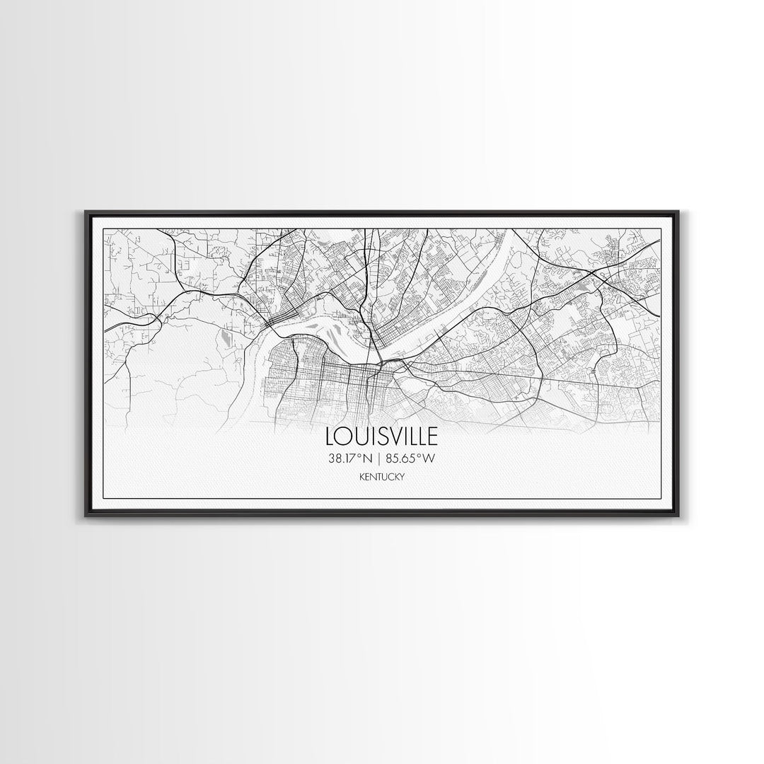 Louisville City Map, Kentucky Map, Map Art, Modern Art, Wall Art, Canvas Art, Aesthetic Room Décor, Wall Art Home Décor, Birthday Gift