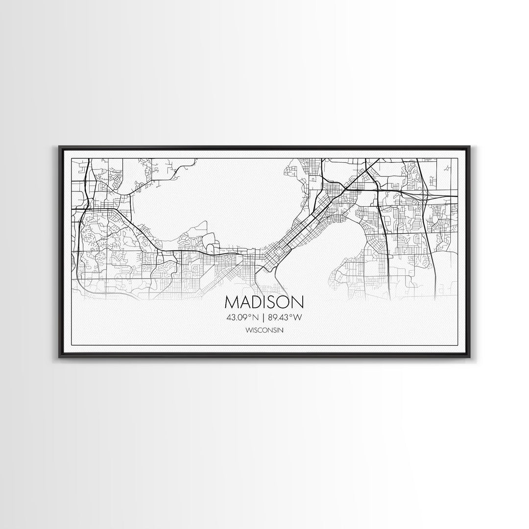 Madison City Map, Wisconsin Map, Map Art, Modern Art, Wall Art, Canvas Art, Unique Gifts, Large Wall Art, College Décor, Room Décor, Prints