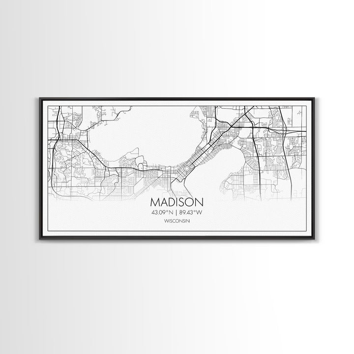Madison City Map, Wisconsin Map, Map Art, Modern Art, Wall Art, Canvas Art, Unique Gifts, Large Wall Art, College Décor, Room Décor, Prints