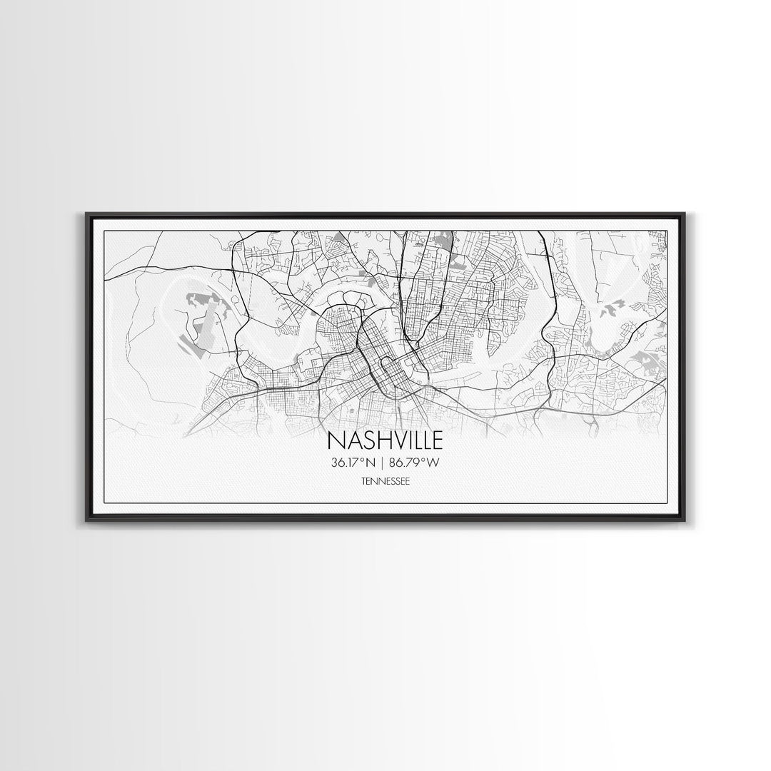 Nashville City Map, Tennessee Map, Map Art, Minimalist Wall Art, Wall Art, Canvas Art, Music Lover Gift, Country Décor, Landscape Wall Art