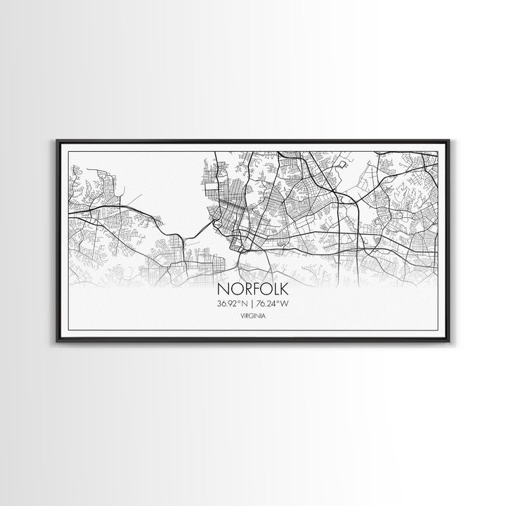 Norfolk City Map, Virginia Art, Map Print, Minimalist Wall Art, Wall Art, Canvas Art, Cabin Wall Art, Southern Wall Décor, Unique Wall Art