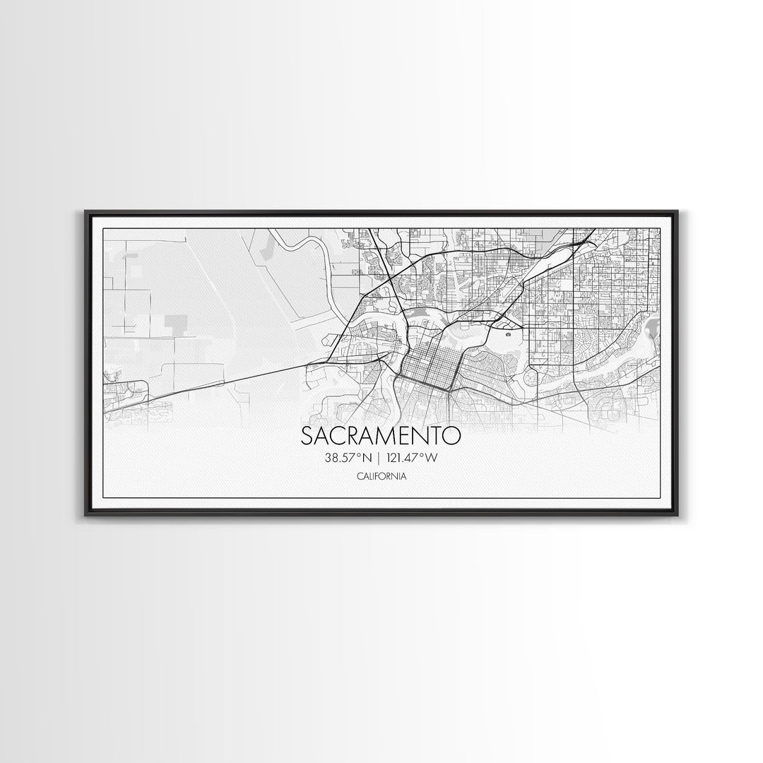 Sacramento City Map, California Art, Map Print, Minimalist Wall Art, Wall Art, Canvas Art, Large Wall Art, Room Décor, Office Prints